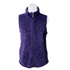 French Laundry High Pile Textured Zipper Vest‎ MEDIUM Purple Cozy Outdoor Casual